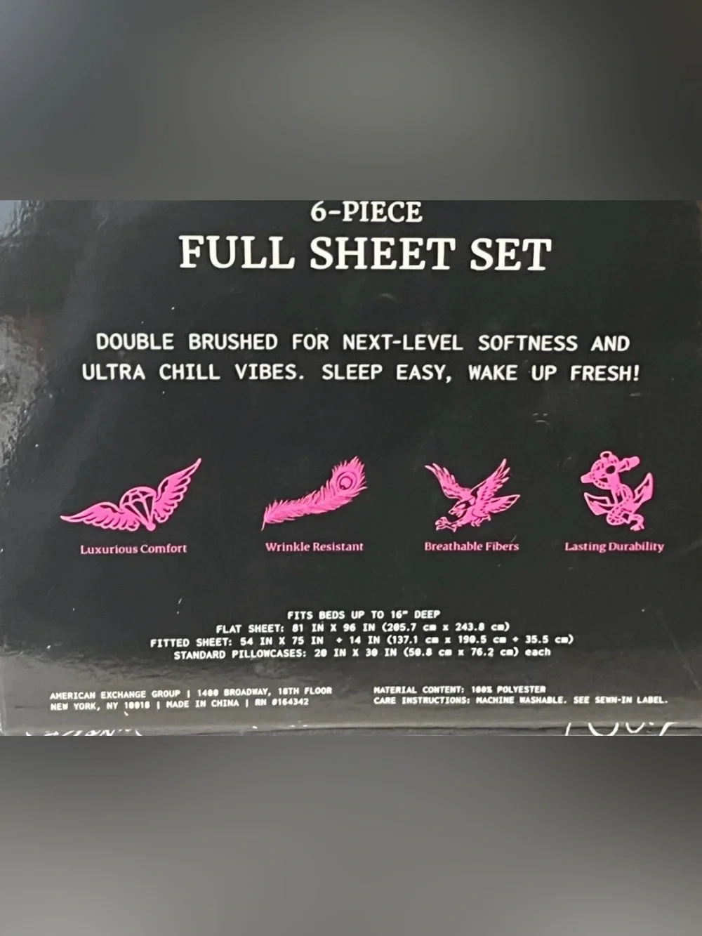 ED HARDY FULL Sheet Set 6pc New Black White Dragon Tattoo Grunge Y2K NIP Print